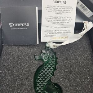 New In The Box Waterford Annual Seahorse Ornament Pale Green Crystal 3.5"
